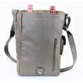 9002B - GREY LEATHER (PU) WINE BAG WITH (IT'S WINE TIME) MONOGRAMMED